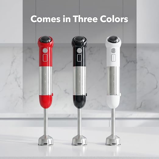 OVENTE Cordless Immersion Hand Blender, 300W Rechargeable White HR995W | Handheld Portable Mixer with Speed Pulse Activating Sensor and Stainless Steel Blades for Smoothies, Shakes, or Baby Food