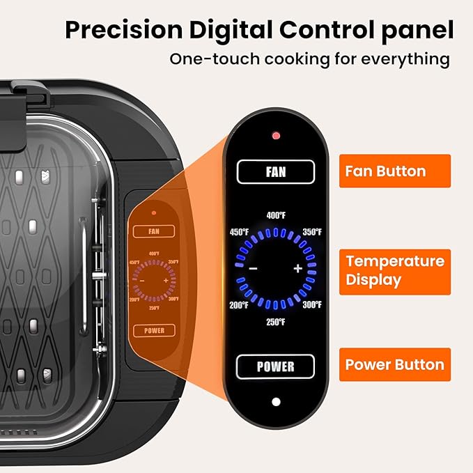 Electactic Smokeless Electric Grill & Griddle for Indoor Cooking, Nonstick Contact Grill with 6-Level Temperature Control, Dishwasher Safe Plates, Auto Shut-Off, Ideal for Kitchen, Apartment, Home