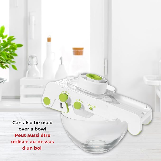 Starfrit Cubing Pro Mandoline Slicer & Dicer, 4 Blades, 10 Settings, White