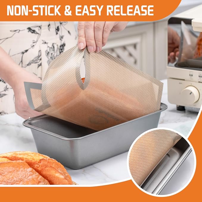 2 pack Silicone Bread Loaf Pan Liners, Nonstick and Reusable Bread pan Mat. Loaf pan liners for baking bread 9x5,Silicone bread sling for loaf pan