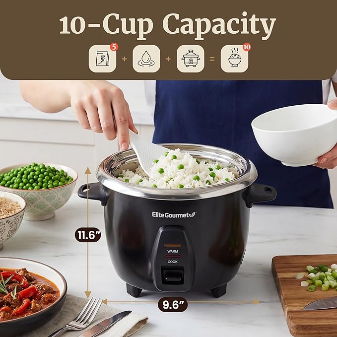 Elite Gourmet ERC2001BX 10-Cup Rice Cooker, Surgical Grade Stainless Steel | Elite Gourmet ERC2001BX 10-Cup Rice Cooker, Surgical Grade Stainless Steel