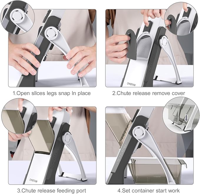 Safe Mandoline Slicer for Kitchen, 5 in 1 Vegetable Food Chopper for Potato | Potato Slicer, French Fry Cutter, Food Chopper, Adjustable Thickness 0.1-8 mm, Fast Meal Prep, with Peeler/Cleaning Brush