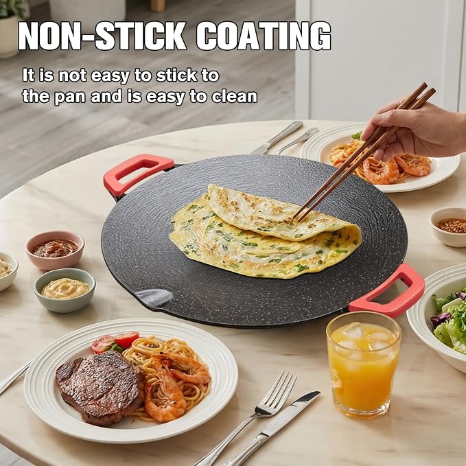 14'' Electric Grill, Smokeless Nonstick Electric Griddle for Indoor Use, Compact & Versatile Cooking for Steaks, Pancakes & BBQ, 800W with Adjustable Temperature Control