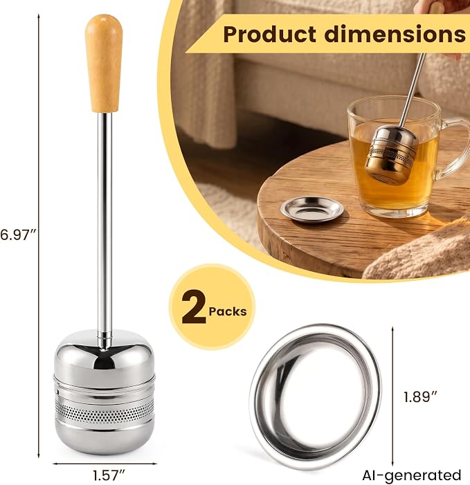 ZPUFAW 2Packs of Tea Infuser for Loose Leaf Tea, Long Handle 18/8 Stainless Steel Tea Scoop Infuser Fine Mesh Tea Strainers Tea Steeper