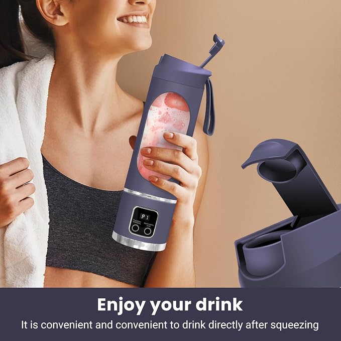 Personal Blender 500ml, USB-C, Ice Crush | BPA-free PCTG cup,304SS blades,50W ice crush,USB-C rechargeable,500ml lightweight,for gym/outdoor/beach/office/travel