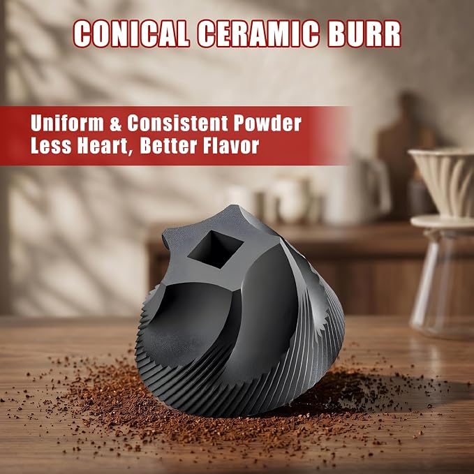 Electric Coffee Grinder, Portable Coffee Bean Grinder with Conical Ceramic Burr, USB-C Rechargeable Espresso Grinder with Adjustable Coarseness & Auto Shut-Off, Grinder for Travel Camping Office Home