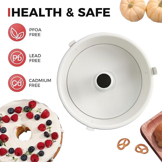 Nonstick Angel Food Cake Pan with Removable Bottom, 10 Inch Tube Pound Cake Pans for Baking Chiffon Cake, 16-Cup, Heavy Duty, Pink
