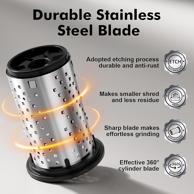 GDL Rotary Parmesan cheese Grater, Cheese Grater Shredder Hand Crank | No BPA, Stainless Steel Etched Blade, Dishwasher Safe, Ergonomic, Hard & Soft Cheese, Multi-Purpose, Detachable, Ambidextrous