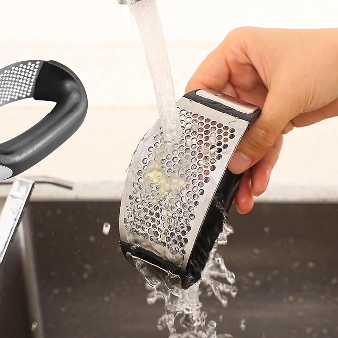 Garlic Crusher Tool Stainless Steel, Rocking Garlic Press for Kitchen | Garlic press stainless steel tool, ergonomic rocker design, crushes and minces garlic cloves, kitchen cooking helper