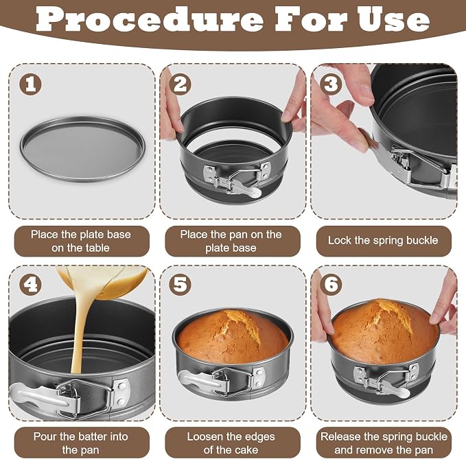 8 Pcs 4.7 Inch Springform Pan with Removable Bottom, Nonstick, Round Springform Cake Pan, Leakproof Mini Cheesecake Pans with Stainless Steel Spring Buckles for Baking Kitchens Restaurant (Black)