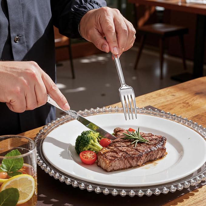360 Pieces Silver Plastic Silverware- Disposable Flatware - Heavyweight Plastic Cutlery- Includes 120 Forks, 120 Spoons, 120 Knives for Christmas