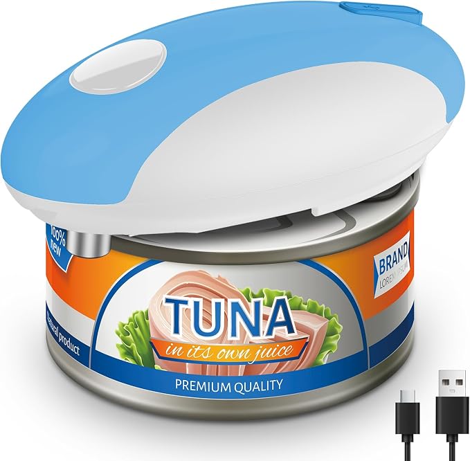 CEVING USB Rechargeable Electric Can Opener, One-Touch & Hands-Free | Battery Operated Cordless Design with Magnetic Lid Holder and Smooth Edge Cutting, Ideal for Seniors, Fits All Standard Cans