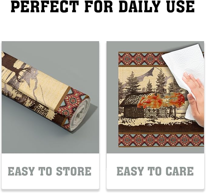 Vintage Bear Moose Placemats Set of 4 Rustic Farmhouse Wild Animal Heat Resistant Table Mat 12x18 Inch Country Cabin Forest Kitchen Mats for Party Dining Table
