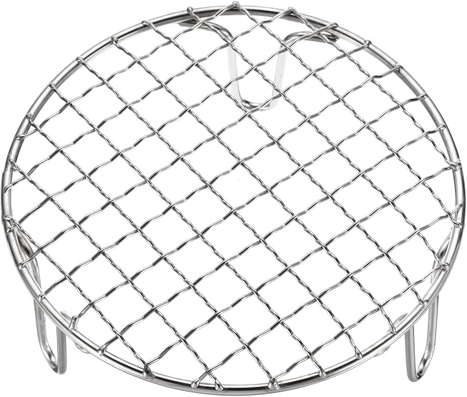 HARFINGTON Round Cooking Rack 5.9-inch Stainless Steel Cross Wire Barbecue Grill Net with 50mm Legs for Cooking Baking Steaming BBQ