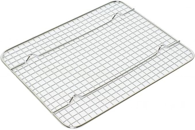 TrueCraftware- 8"x 10" Half Size Rectangular Wire Pan Grate Chrome-Plated Set of 2-Fits Half Size Sheet Pan Cookie Pans Cooling Rack Baking Sheet Grate Cake Rack for Pies Cookies Pastries Cakes
