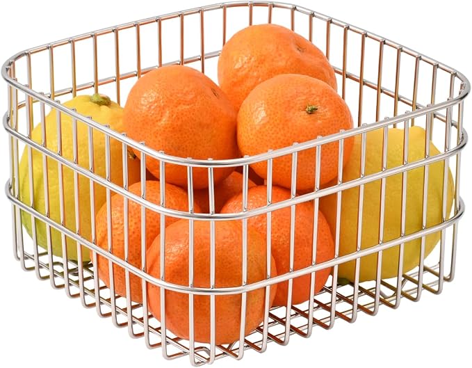 304SS Fruit Basket 2.5L Kitchen Storage Colander Produce Holder | 304 stainless steel, rust-resistant, breathable mesh, quick drainage, versatile countertop organizer, compact modern, durable