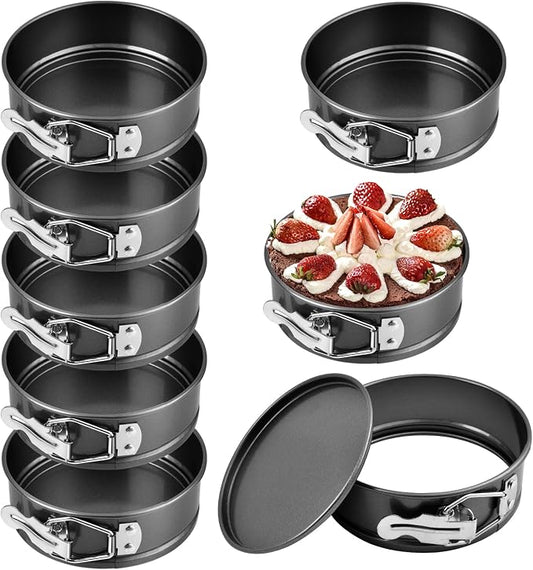 4.8 Inch Mini Springform Pans with Removable Bottom for Baking, Round,8 Pcs | Leakproof Cheesecake Pans, Steel Nonstick Cake Pans for Pizzas and Quiches