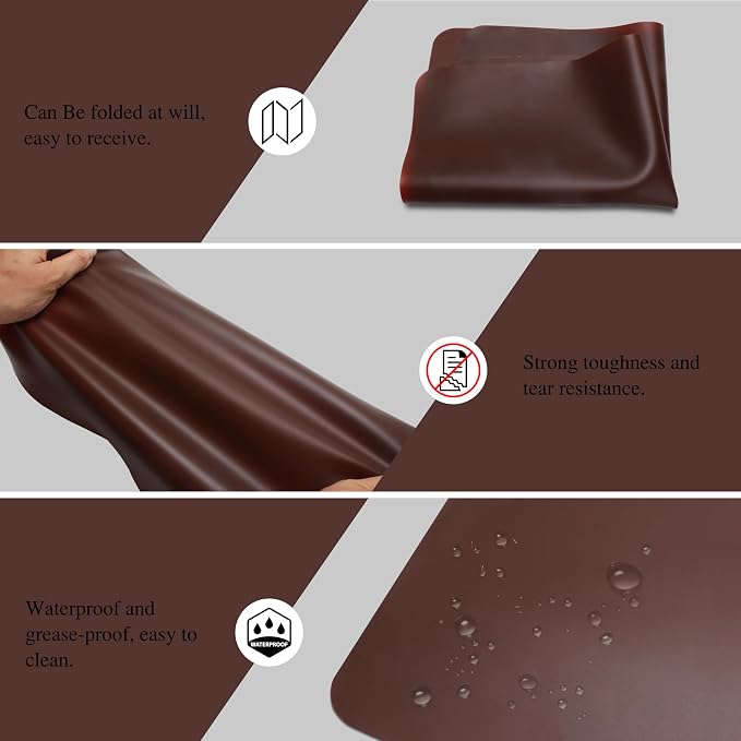 Silicone Table Mat, 2Pcs 15.7"x 11.8"x 0.03" Brown | Silicone Placemats,Silicone Mats for Baking, Kitchen Counter, Jewelry