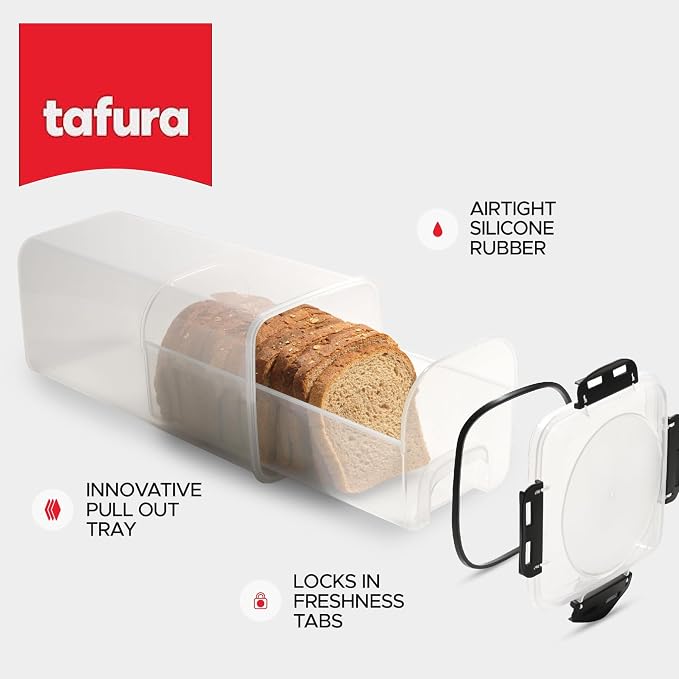 Tafura Bread Containers, 2 Pack, Airtight BPA-Free Bread Storage Boxes | Includes two reusable units for keeping homemade or store-bought loaves fresh while saving kitchen space.