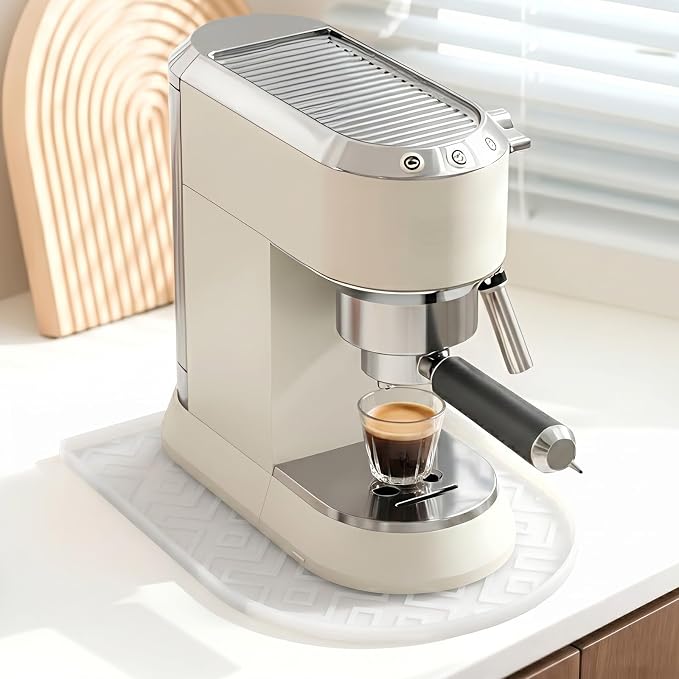 Silicone Coffee Mat,15.8"x 11.8"in Bar Mat for Countertop,Heat-Resistant,Non-Slip,Leak-Proof,Fit for Coffee Maker/Espresso Machine-Translucent