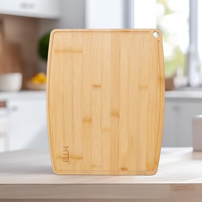 HTB Bamboo Cutting Board for Kitchen Wooden Chopping Board, Large 1PCS | Lightweight, Solid, Large, Bamboo, Sandwich Boards, Serving Boards, Breakfast, Machine wash