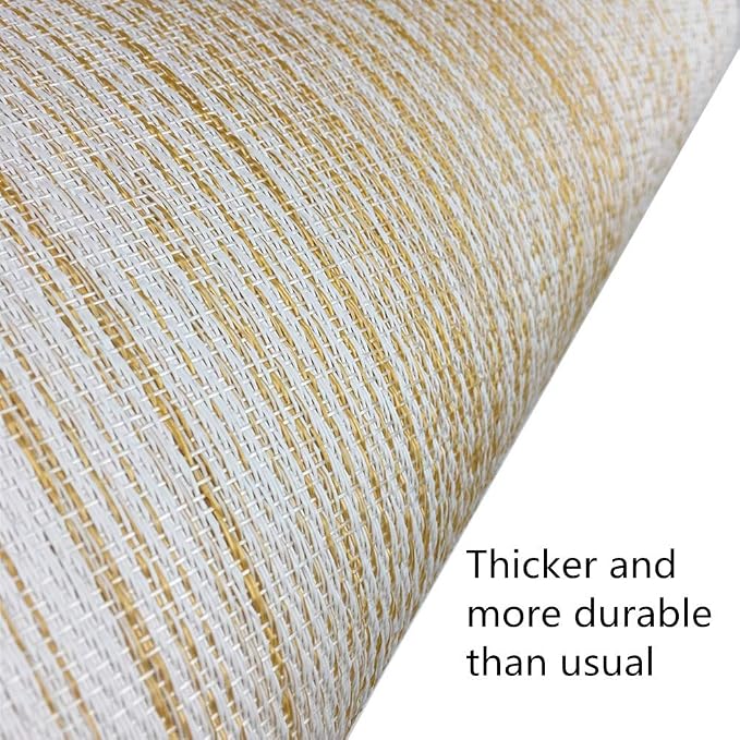 WAZAIGUR Placemats Set of 4, Woven Vinyl Table Placemats, Yellow with White | Placemat, Blending Color Durable Washable Place Mats Indoor Outdoor Heat-Resistant Anti-Skid Kitchen Dining Table Mats
