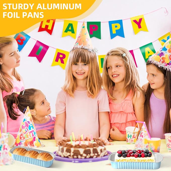 Mini Loaf Pans with Lids and Spoons Sealing Sticker,6.8oz Cake Pans for Baking Disposable Aluminum Foil Pink/Red cake pan (30, Sky Blue)