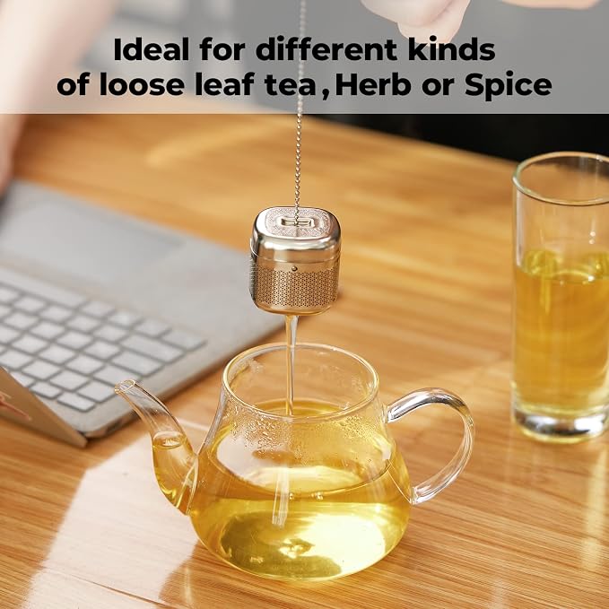 Reinmoson 304 Stainless Steel Tea Infuser for Loose Leaf Tea | Fine Mesh Tea Strainer Ball for Loose Leaf Tea, Come with 1 Saucer Loose Leaf Tea Steeper for Cup, Mug, Teapot