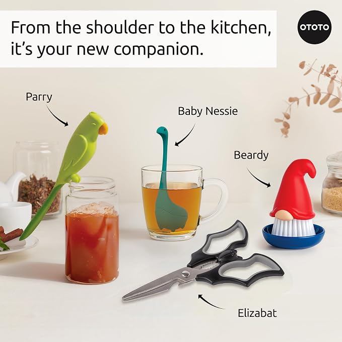 OTOTO Jar Scraper Spatula - Silicone Scraper, Cute Kitchen Accessories, Unique Fun Cooking Kitchen Gadgets for Foodies - BPA-free & 100% Food Safe (Parry)