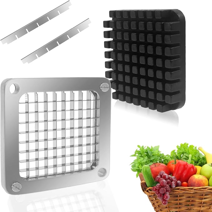 Commercial Vegetable Replacement Chopper 3/8‘’ Blade | Replacement Chopper Dicer Stainless Steel Blade and Pusher Block for Fruit Cutting Machine Tomato onion French Fries Cutter