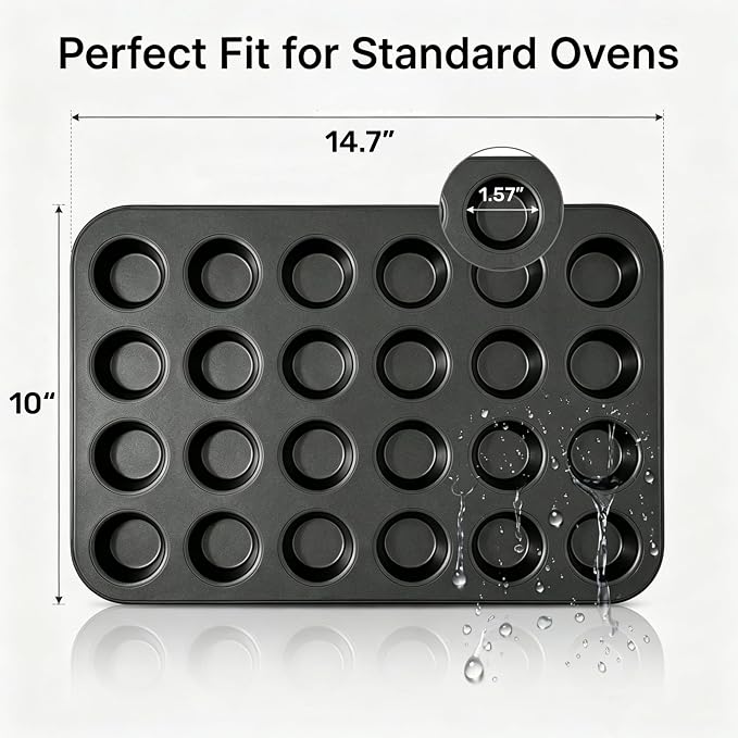 Artcochan 2 Pack Mini Muffin Pan with 400 Cupcake Liners for Baking, 24 Cup Nonstick Carbon Steel Cupcake Pan,Mini Muffin Tin for Baking Supplies