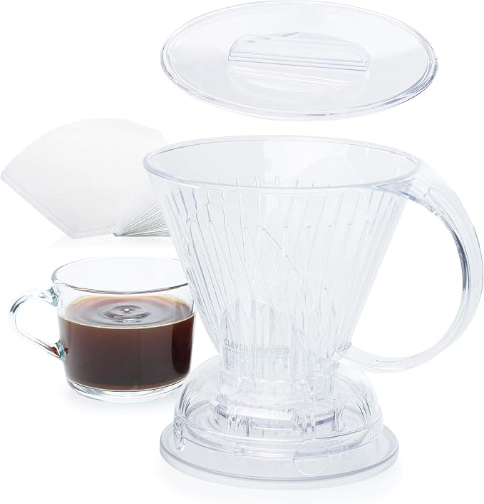 Clever Coffee Dripper | Large 18 oz | Clear | BPA-Free | 100 Filters