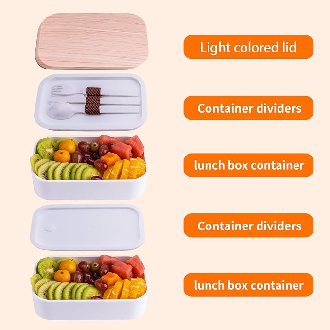 Bento Box Adult Lunch Box with lunch bag, Japanese Lunch Box Containers for Adult, Bento lunch Box with Leakproof 54OZ White