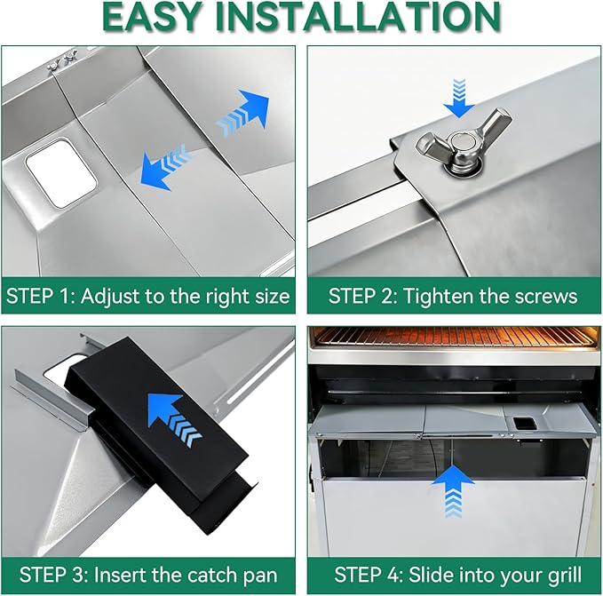Universal Grease Tray with Catch Pan Replacement for Nexgrill 720-0830H | for 720-0888S 720-0888N, Adjustable Drip Pan for 3/4/5/6 Burner, BBQ Grill Pan for Charbroil, Dyna Glo, BHG, Expert Gas Grill