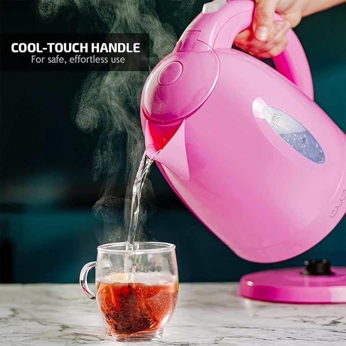 OVENTE Electric Kettle,1.7L Fast Boiling Water Heater for Coffee or Tea,BPA Free with Water Level Gauge,Auto Shut-Off,Boil-Dry Protection,Indicator Light and Removable Filter,Pink KP72P,(Pack of 12)