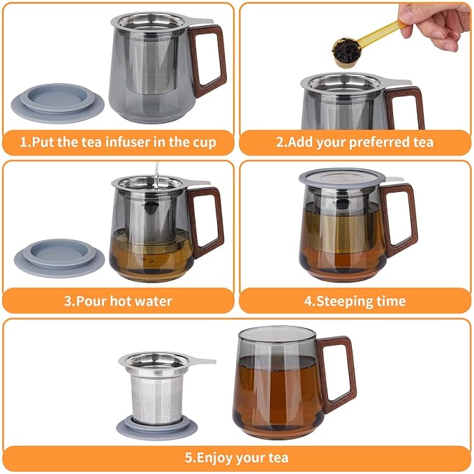 Vaincre Stainless Steel Extra Fine Mesh Tea Infuser | Large Capacity Basket with Lid, Loose Leaf Tea Strainer & Steeper, Fits Teapots, Mugs & Cups