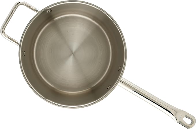 Winco 7 1/2 qt 7.5 qt Stainless Steel Sauce Pan with Cover | Heavy-duty, Tri-ply construction, Helper handle, Great for Cooking and Food Preparation