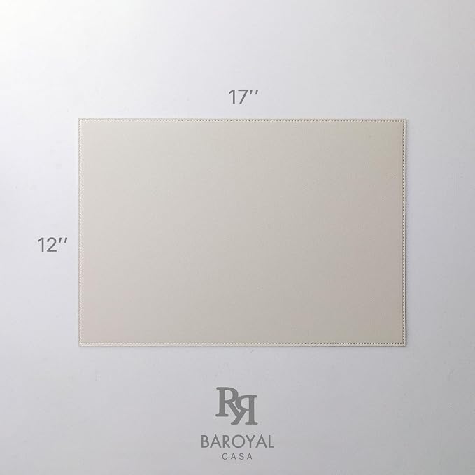 Baroyal Faux Leather Placemats Set of 8 Vinyl Washable Wipeable Table Mats for Kitchen Dining Table Heat Resistant Waterproof Modern Indoor/Outdoor Placemats Non-Slip Easy Clean Place Mats-Cream White