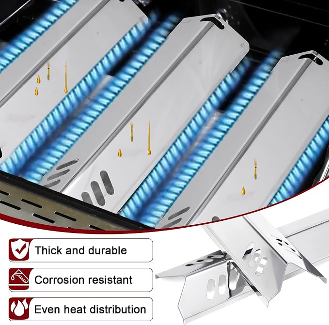 Hiorucet Grill Drip Pan Kits for Dyna Glo Grill Replacement Parts DGB610SSP, Adjustable 30''-36'' Grease Tray with Catch Pan, Heat Plate Tent Shields for Dynaglo Grill Replacement Parts 6 Burner.