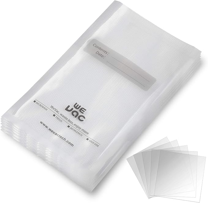 Wevac Vacuum Sealer Bags 11x16" 100 Gallon for Food Saver Vacuum Machine | Sous Vide, Freezer Safe, PreCut, BPA Free, Commercial Grade, Heavy duty, Meal Prep, Soup, Meat, Fish, Hunting, Vac Storage