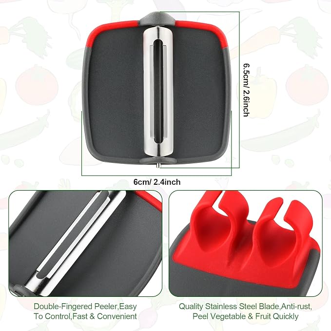 Mudder 4 Pack Finger Peeler Vegetable Fruit Potato Kitchen,Gentle Colors | Rubber Grip Design, Blade for Carrot Cucumber Pumpkin, Quick Vegetable Prep, Fits Multiple Hand Sizes, Palm Peeling
