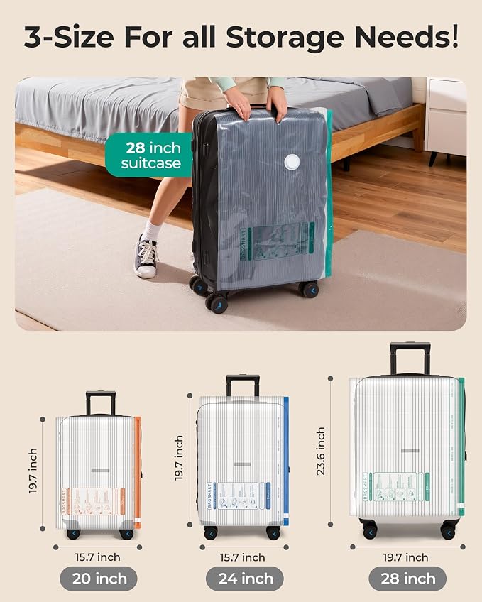 BAGSMART Travel Vacuum Bags with Rechargeable Electric Pump, 12PC Kit | Heavy-duty PA+PE material, Bonus Shoe, Laundry & Toiletry Bags, Save 80% Space Ideal for suitcase packing, travel & home.