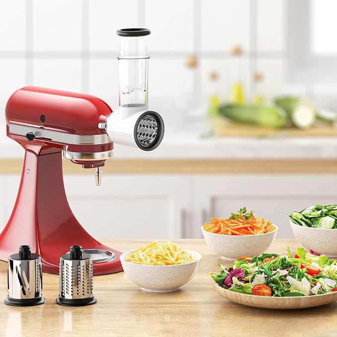 GVODE Slicer Shredder Attachment for KitchenAid Stand Mixers,Food Processor | Cheese Shredder with 3 Stainless Steel Blades, Cheese Grater Attachment for KitchenAid Stand Mixer, Easy Clean