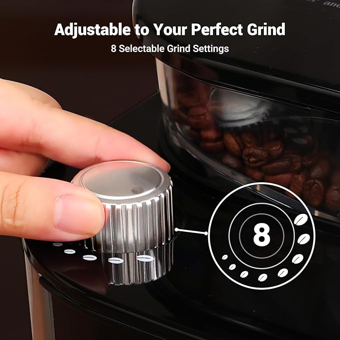 Gevi 10-Cup Grind-And-Brew Drip Coffee Maker with Built-In Burr Grinder | Programmable Timer, 1.5L Water Tank, 2-Hour Auto Keep-Warm, Durable Reusable Permanent Filter for Daily Coffee Brewing
