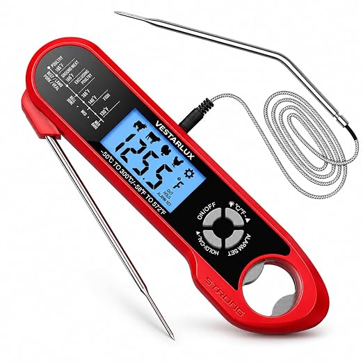Dual Probes Digital Instant Read Meat Thermometer Waterproof Kitchen Food Cooking Thermometer Backlight, Alarm, °F/°C for BBQ Grill Smoker Steak Turkey Frying Baking Oven Water Oil