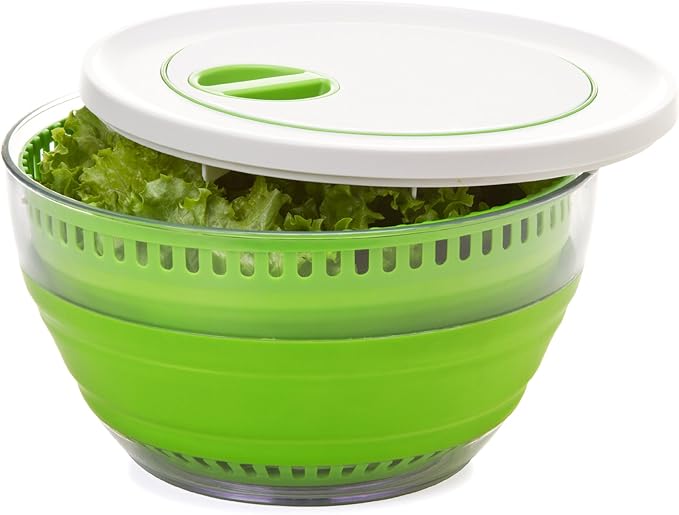 PrepWorks 4 Qt Collapsible Salad Spinner for Quick Salad Washing and Drying | Collapsible Space-Saving Design, BPA-Free and Dishwasher Safe for Easy Clean Up