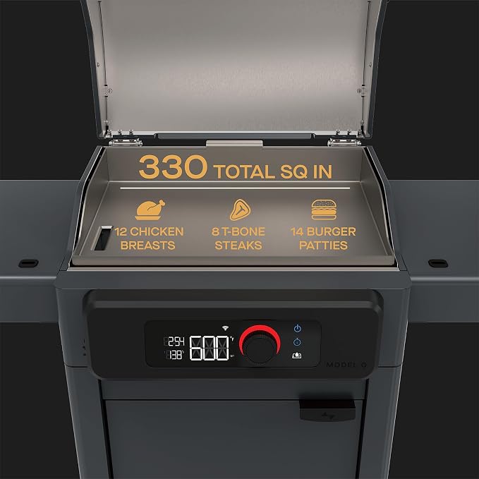 Current® Model G Smart Electric Griddle, Flat Top, Slate | Apartment-Friendly and Weather-Resistant; App-Connected Control from 200°F to 600°F for BBQs, Searing and Roasting.