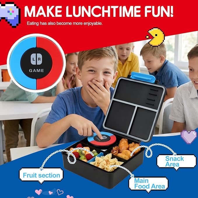 Bento Lunch Box for boys,60 OZ Insulated Bento Lunch Box with 8OZ Leakproof Insulated Food Jar, 3-4 Compartments Bento Box for School, BPA-Free Dishwasher Safe