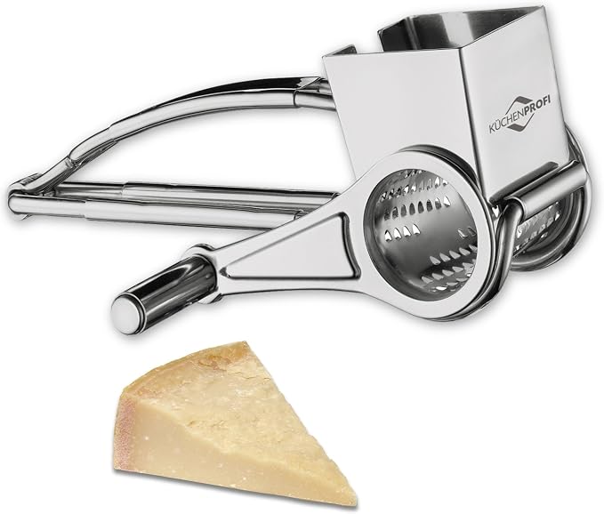 Küchenprofi Stainless Steel Single Drum Rotary Cheese Grater, for Chocolate and Nuts - Durable Stainless Steel Rotary Grater