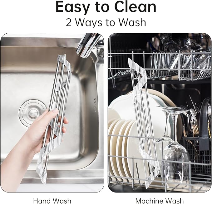Tomorotec Marble Triangle Roll-Up Dish Drying Rack for Sink Corner - Small, Foldable, Stainless Steel, Multipurpose Kitchen Drainer Caddy, Trivet, Rustproof Organizer, Storage Shelf | BPA-Free Food-Grade Silicone Edges Foldable Waterproof Rustproof Hea...